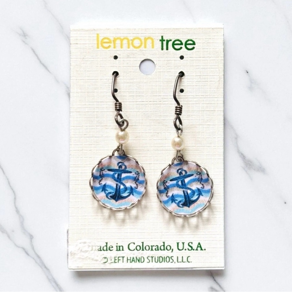 Vintage Anchor Lemon Tree Earrings by Left Hand Studios LLC Made in Colorado